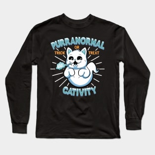 funny cat halloween for kids Long Sleeve T-Shirt